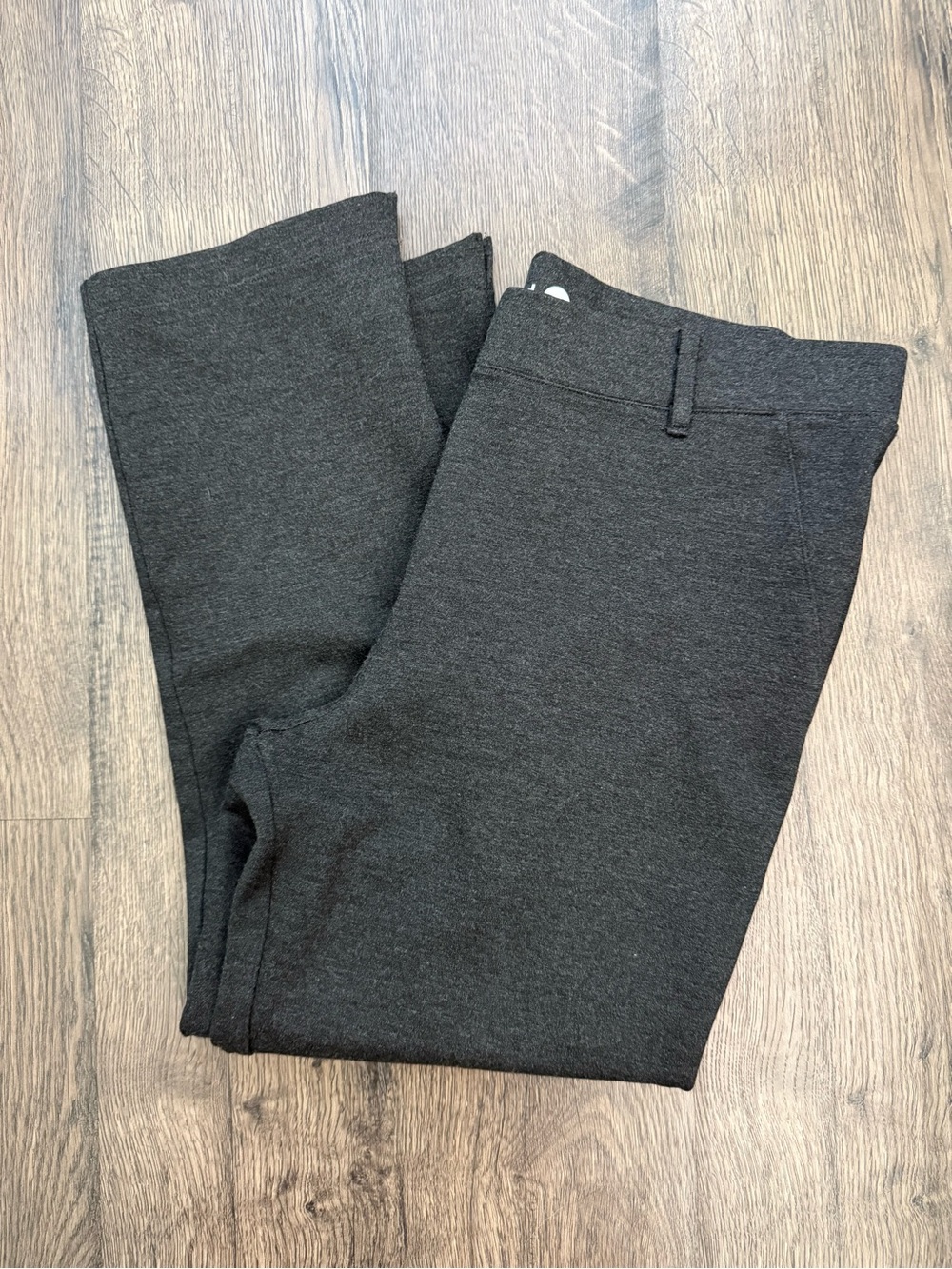 Betabrand Charcoal Grey Cropped Straight Leg Pull On Work Dress Pants Size Large